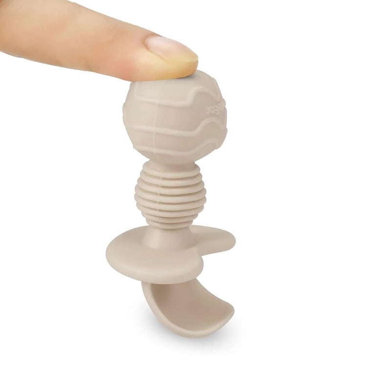 PandaEar (4 Pack) Silicone Baby Led Weaning Spoon Fork| First Training Self Feeding Utensils Set| Anti-Choke Silverware Eating Supplies for Toddler 6 Months Up (Carnation Grey) - Image 4